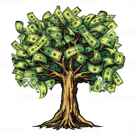 Money Tree Artwork, Money Tree Illustration, Money Tree Drawing, Stack Of Money Drawing, Money Tree Tattoo, Money Cartoon Art, Wealth Illustration, Money Leaf, Money Design Art