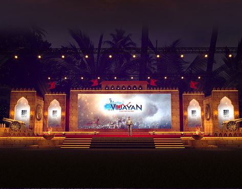 MARATHA WARRIOR THEMED STAGE DESIGN Corporate Stage Design Events, Corporate Stage Design, Event Stage Design, Stage Backdrop Design, Pandal Decoration, Activation Ideas, Event Entrance, Royal Theme, Maa Kali