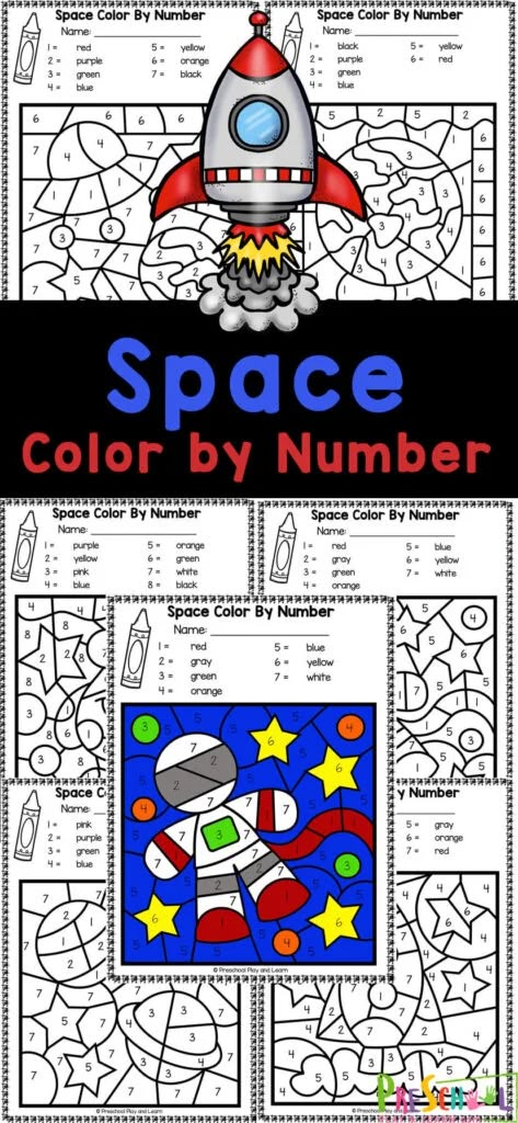 Space Color By Number, Color By Number Preschool, Space Inquiry, Number Preschool, Outer Space Activities, Space Theme Preschool, Space Lessons, Space Activities For Kids, Space Preschool