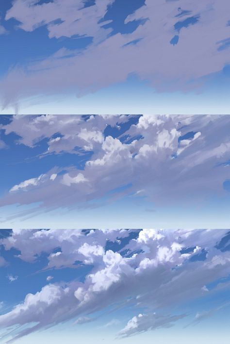 Cloud Digital Art Tutorial, Clouds Digital Art Tutorial, Clouds Digital Painting, Cloud Tutorial Digital, How To Color Water, Cloud Concept Art, How To Draw Clouds Digital, Digital Art Landscape Tutorials, Digital Art Background Tutorial