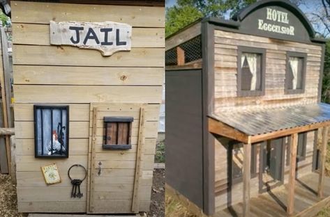 This Wild West Chicken Coop Town is Perfect for Backyard Chickens Chicken Coop Town, Old Western Towns, Old West Town, Backyard Chicken Coop Plans, Backyard Playhouse, West Town, Western Town, Coop Plans, Easy Backyard