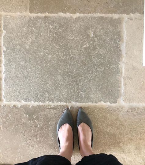 Erin Findlay (@erincassfin) • Instagram photos and videos Amber Interiors Bathroom, Mudroom Floors, Organic Tile, Limestone Bathroom Floor, Dutch Farmhouse, Limestone Floors, Limestone Floor Tiles, Entryway Tile, Mudroom Flooring