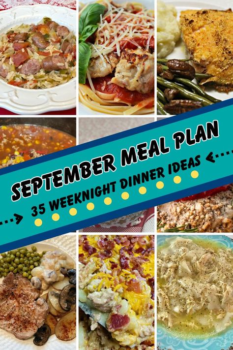 photos of weeknight dinner ideas for monthly meal plan Sept Meal Plan, Month Dinner Plan Meal Ideas, October Meal Plan Dinners, September Meal Plan, November Monthly Meal Plan, September Meal Plan Calendar, Fall Starts, Monthly Meal Planning, Grocery Budgeting