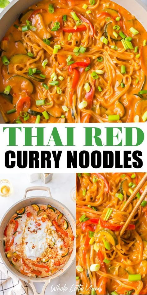 Pad Thai Curry Recipe, Red Thai Noodles, Red Curry Noodles Thai, Red Curry Pad Thai, Thai Red Curry Chicken With Rice Noodles, Vegan Thai Red Curry Noodle Soup, Thai Red Curry Noodle Soup Vegetarian, Red Thai Curry Shrimp With Rice Noodles, Recipes With Red Curry Paste