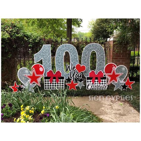 Yard sign rental for 100th birthday! What an amazing way to celebrate! 101 Birthday Party Ideas, 150 Year Celebration Ideas, 100 Year Celebration Themes, 100 Years Celebration Decorations, 100 Year Anniversary Ideas, Centenary Celebration Ideas, 100th Birthday Party Ideas Decoration, 100 Year Celebration Ideas, 100 Year Birthday Party Ideas