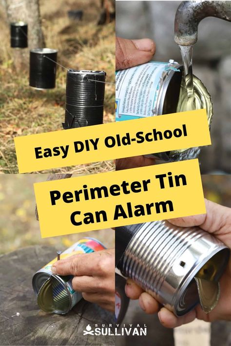 You can sleep with more confidence outdoors by setting up a perimeter alarm made from fishing line and cans. Make yours here. #DIY #wildernesssurvival #bushcraft Perimeter Alarm, Perimeter Security, Bushcraft Skills, Tactical Life, More Confidence, Urban Homesteading, Home Defense, How To Clean Metal, Noise Makers