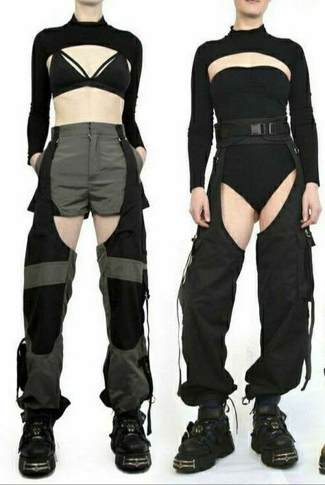 Motor Cycle Outfit, Chap Pants Outfit, Hip Window Outfit Men, Futuristic Fashion Cyberpunk, Futuristic Clothing Design, Neo Futurism Fashion, Kpop Guy Outfits, Futuristic Character Design Cyberpunk, Cyberpunk Fashion Aesthetic