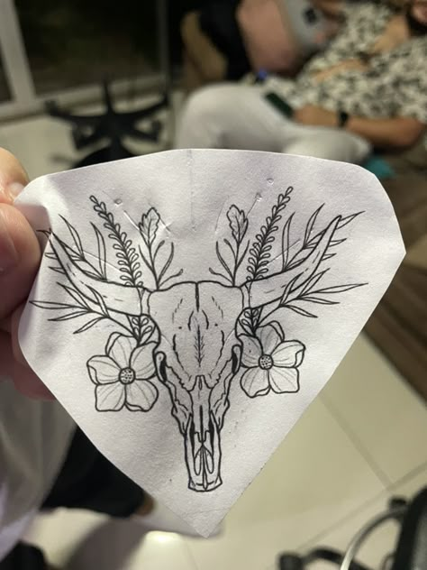 Longhorn Barbed Wire Tattoo, Longhorn Tattoo Above Knee, Western Country Tattoos For Women, Fishing Hook And Deer Antler Tattoo, Bill Skull Tattoo, Feminine Bull Skull Tattoo, Western Tattoos For Women Ribs, Western Neck Tattoos Women, Zach Bryan Spine Tattoos For Women