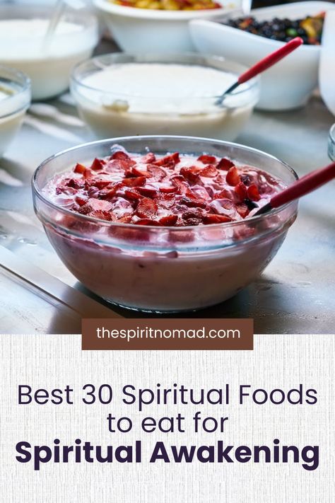 Are you looking for spiritual foods that will nourish your body and soul? If you’re on your spiritual awakening journey, this means that you want to avoid eating certain foods. Here, we’ll be looking at a list of 30 suggestions that will help you pinpoint spiritual foods that can make you progress in your spiritual awakening journey. Food And Spirituality, Spiritual Food For The Soul, Spiritual Eating, Fasting Foods To Eat, Spiritual Diet, High Vibrational Foods, Spiritual Fast, Spiritual Fasting, Be More Spiritual