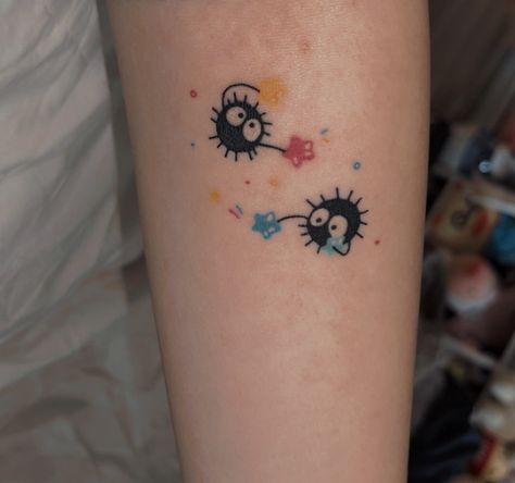 Sooth Sprites Tattoo, Matching Soot Sprite Tattoos, Soot Spirit Tattoo, Spot Sprite Tattoo, Persona Tattoo, Soot Sprite Tattoo, Sprite Tattoo, Ghibli Tattoos, Dainty Tattoo