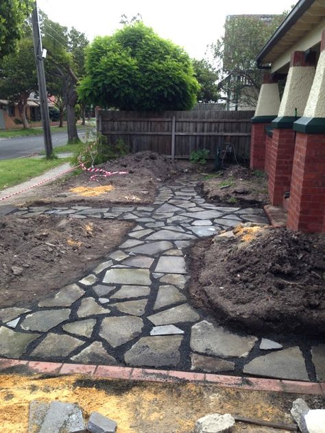 Recycled Concrete, Broken Concrete, Concrete Path, Crazy Paving, Walkways Paths, Garden Stepping Stones, Garden Walkway, Gardening Techniques, Garden Party Wedding