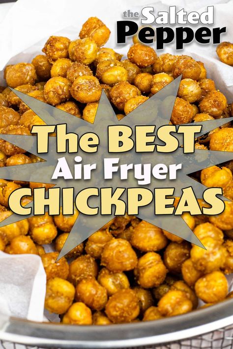 Get all my Tips and Tricks for the absolute BEST air fryer chickpeas! There are so many possibilities for seasonings with this super easy recipe! Chickpeas Air Fryer, Ranch Chickpeas, Air Fryer Chickpeas, Garbanzo Bean Recipes, Pea Snacks, Seasoned Chickpeas, Recipe For Air Fryer, Chickpea Snacks, Crunchy Chickpeas