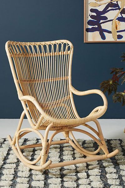 Rattan rocking chair | furniture | boho decor | living room | home decor ideas ... Rattan Rocking Chair, Wicker Rocking Chair, Real Honey, Hanging Furniture, Rocking Chair Nursery, Ikea Chair, Unique Chair, Bamboo Furniture, Pink Chair