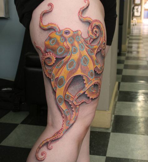 Blue Ringed Octopus Tattoo | Tattoo Ideas and Inspiration Blue Ringed Octopus Tattoo, Blue Ring Octopus, Blue Ringed Octopus, Cicada Tattoo, Ringed Octopus, Seattle Tattoo, See Tattoo, Unusual Tattoo, Octopus Tattoo Design