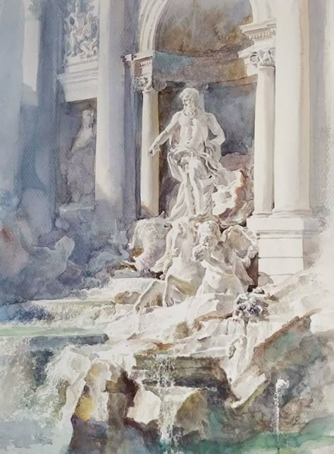 John Singer Sargent Watercolors, Italy Watercolor, Perspective Drawing Architecture, Watercolor Architecture, Ink Watercolor, Gcse Art, Watercolor Sketch, Art Inspiration Painting, Classical Art