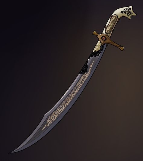 Scimitar Fantasy Art, Fantasy Scimitar Art, Scimitar Character Art, Magic Scimitar, Scimitar Fantasy, Scimitar Art, Scimitar Dnd, Fantasy Saber, Fantasy Equipment