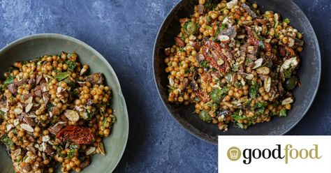 The beauty of this salad lies in its adaptability; add chilli and whatever deli-style goods you have lurking in your fridge. Pearl Cous Cous Salad, Dinner Today, Deli Style, Cous Cous, Couscous Salad, Chopped Tomatoes, Dried Tomatoes, Red Wine Vinegar, Couscous