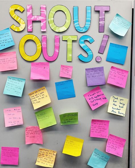 Classroom Shout Outs, Student Shout Out Bulletin Board, Shout Out Board, Staff Shoutout Board, Student Shout Outs, Staff Shout Out Bulletin Board, Leader In Me, Class Decoration, Classroom Setup