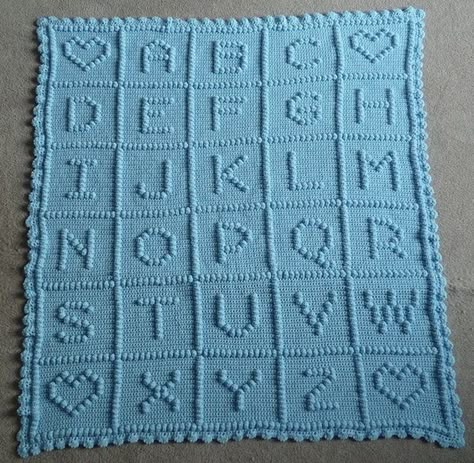 Crochet Alphabet Blanket, Alphabet Blanket, Bobble Stitch Crochet Blanket, Bobble Blanket, Crochet Alphabet, Bobble Stitch Crochet, Crochet Letters, Bobble Crochet, Crochet Bobble