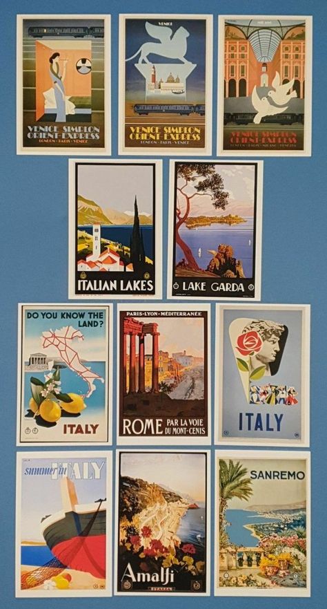 ICYMI: Postcards, Set of 11 NEW Stunning Vintage Italian Repro Travel Posters 7J Greek Mythology Characters, Amy Brown Fairies, Simplon Orient Express, Italian Lakes, Best Poems, A4 Prints, Orient Express, Grunge Art, Fairy Art