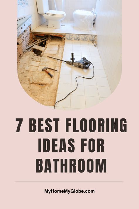 💧✨ Transform your bathroom with these 7 amazing flooring ideas! Explore options from luxurious natural stone to budget-friendly vinyl. Learn which materials are best for moisture-prone areas and how to make your bathroom safe and stylish. Discover pros and cons of each option to make an informed decision. Click for inspiration and expert advice! Wood Laminate Flooring Bathroom, Floor Tile Ideas For Small Bathroom, Best Bathroom Tiles Floor, Light Wood Floor Bathroom Ideas, Affordable Bathroom Flooring, Stone Floors Bathroom, Bathroom Flooring Ideas On A Budget, Master Bath Flooring Ideas, Hardwood Floor Bathroom