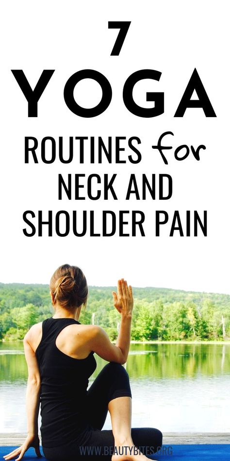 7 Yoga routines for neck and shoulder pain! Stretch the muscles and relieve pain by following the instructions in these yoga videos! | yoga for beginners | yoga for flexibility Morning Neck And Shoulder Stretches, Stretches For Stiff Neck And Shoulders, Yoga For Shoulder Strength, Yoga For Neck Pain, Exercise Neck, Shoulder Pain Remedies, Neck Pain Yoga, Yoga Neck, Neck Stretching