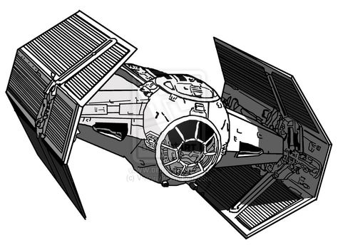 Darth Vader Ship, Star Wars Tattoo Sleeve, Spaceship Drawing, Darth Vader Tie Fighter, Fighter Tattoo, Star Wars Font, Dark Vader, Ink Drawing Techniques, Star Wars Cartoon