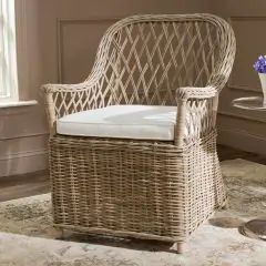 Porch and Parlor | Antique Farmhouse Country Armchair, Classic Armchair, Feature Chair, Cottage Furniture, Elegant Chair, Woven Rattan, Living Room Furniture Chairs, Cafe Chairs, Rattan Chair