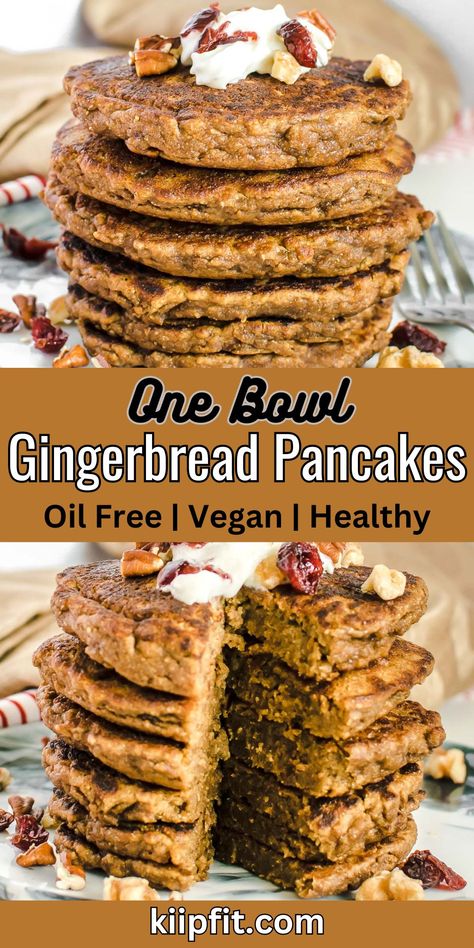 images showing gingerbread pancakes. Vegan Gingerbread Pancakes, Vegan Gingerbread Waffles, Gluten Free Vegan Pumpkin Pancakes, Pumpkin Whole Wheat Pancakes, Hot Chocolate Pancakes, Plant Based Pumpkin Pancakes, Breakfast Cravings, Gingerbread Pancakes, Vegan Gingerbread