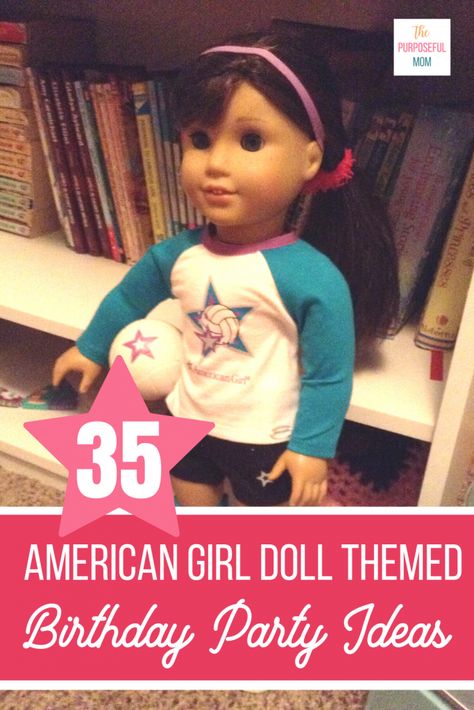 American Girl Doll Party Ideas, Doll Themed Birthday Party, American Girl Doll Birthday Party, American Girl Doll Party, Girl Party Ideas, American Girl Party, Doll Birthday Party, Girls Birthday Party Games, American Girl Birthday Party