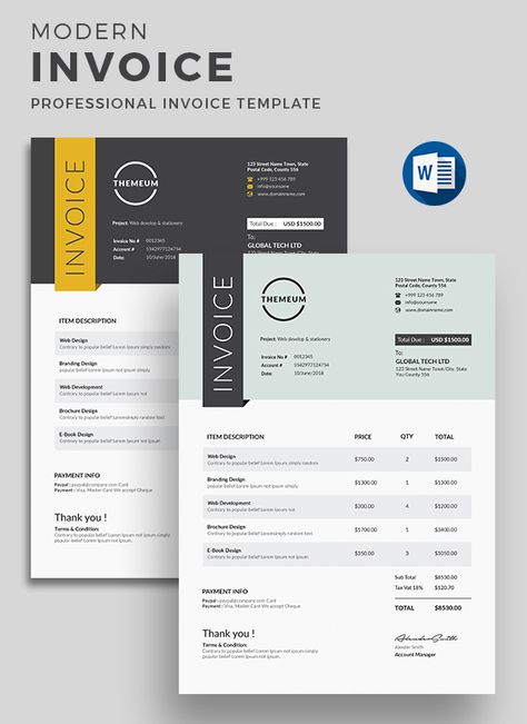 Corporate Invoice Template. Use this Invoice for personal, corporate or company billing purpose. This Simple Invoice will help you to create your invoice very quick and easy. Elegant Invoice Design will convey your brand identity as well as Professional Invoice look. This Invoice Template is professionally organized and labelled so every beginner can edit it like a pro. #bill, #businessinvoice, #clean, #cleaninvoice, #corporate, #creative, #design, #excel, #invoice, #invoicedesign, #invoicetempl Company Invoice Design, Creative Invoice Design, Modern Invoice Design, Invoice Design Creative, Graphic Design Invoice, Quotation Design, Free Invoice Template, Quote Template Design, Bill Design