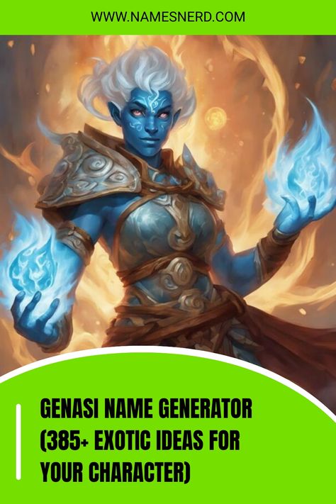 Genasi Name Generator (385+ Exotic Ideas for Your Character) Elemental Names, Dnd Names, Air Genasi, Water Genasi, Earth Genasi, Water Spirits, Air Magic, Water Spirit, Fantasy Names