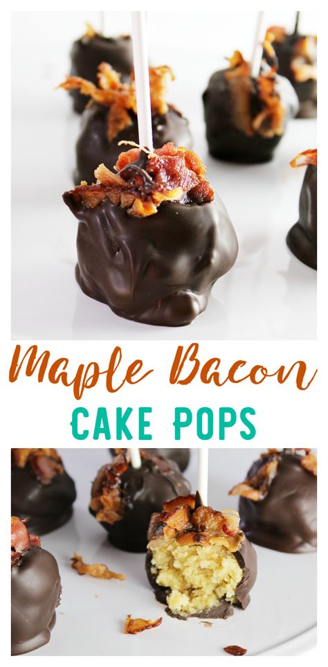 Maple Bacon Cake Pops - The Shirley Journey Maple Bacon Cake, Fancy Cake Pops, Cake Pop Recipes, Flavored Cakes, Fall Cake Pops, Making Cake Pops, Cake Pop Flavors, Cake Pucks, Bacon Cake