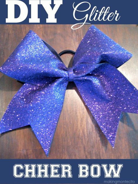 Cheer Bows Diy, Glitter Cheer Bow, Cheerleading Hairstyles, Cheer Hair, Diy Glitter, Cheer Stunts, Toddler Hairstyles Girl, Purple Sparkle, Glitter Ribbon