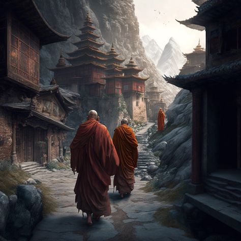 Buddhist Monk Aesthetic, Buddhist Wallpaper Aesthetic, Monks Aesthetic, Monk Dnd Aesthetic, Monk Aesthetic Dnd, Monk Fantasy Art, Taoism Aesthetic, Tibet Aesthetic, Buddhist Monk Art