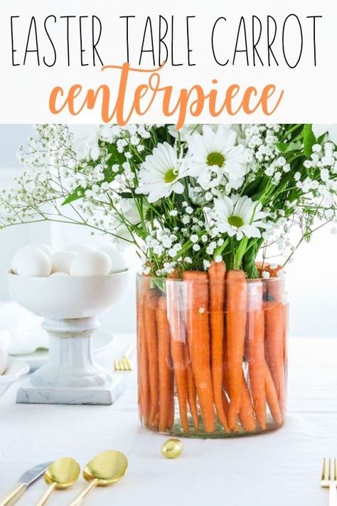 Easter Tablescapes Diy, Carrot Centerpiece, Yellow Carrots, Easter Hosting, Easter Brunch Table, Easter Brunch Menu, Fresh Carrots, Brunch Decor, Easter Lunch