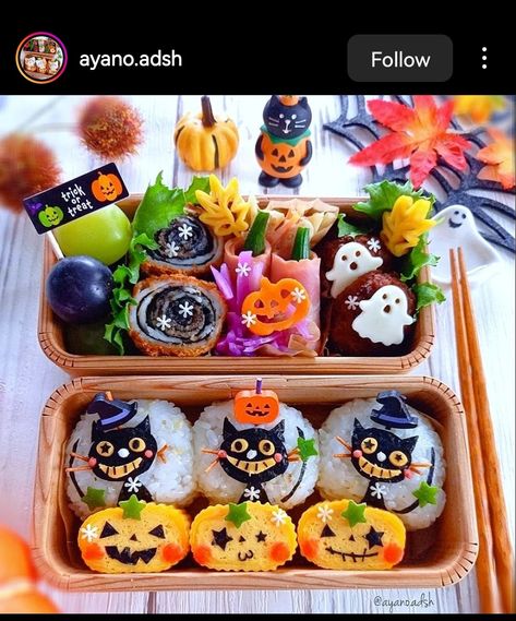 Halloween Bento, Japanese Dishes, Kids Lunchbox, Kids Lunch, Cute Food, Trick Or Treat, Waffles, Lunch Box, Snacks