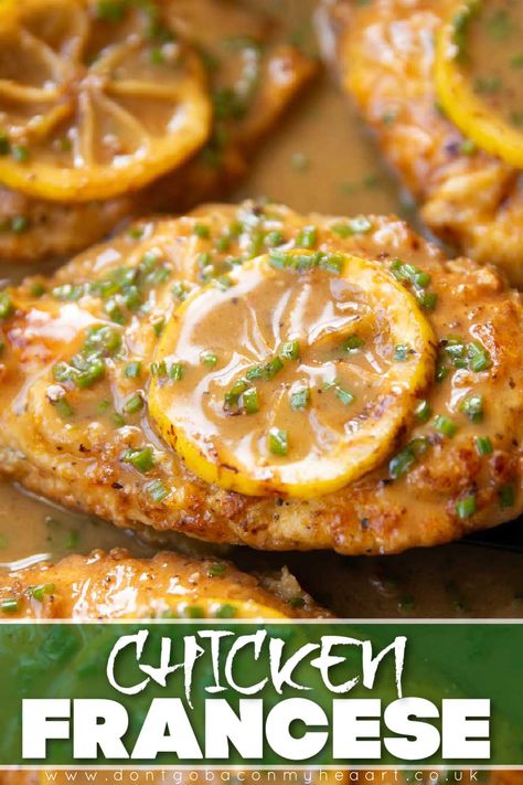 Here I'll show you the most delicious way to make the classic Chicken Francese! Best Chicken Francaise Recipe, Chicken Franchise Easy, Chicken Franchise Recipe, Chicken Francaise Recipe Easy, Sliced Chicken Breast Recipes, Chicken Francaise Recipe, Chicken Francese Recipe, Chicken Francaise, Chicken Franchise