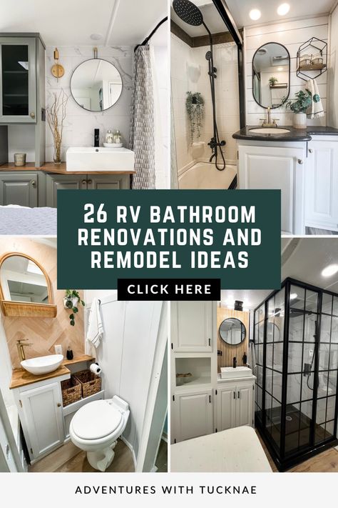 26 RV Bathroom Renovations and Remodel Ideas for 2023 Rv Bathroom Wallpaper, Rv Bathroom Renovation, Rv Bathroom Makeover, Rv Bathrooms, Airstream Bathroom, Rv Style, Bathroom Renovation Ideas, Camper Bathroom, Bathroom Big