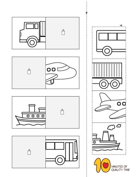 Transportation Matching Printable, Transportation Puzzle Printable, Transportation Vehicles Free Printable, Transportation Crafts Kindergarten, Transport Activity For Preschool, Car Worksheet Preschool, Transportation Kindergarten Activities, Free Transportation Printables Preschool, Transportation Worksheet Kindergarten