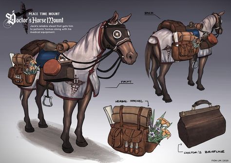 ArtStation - Doctor's Horse Mount, Fion Lim Animal Transport, Feng Zhu, Animal Doctor, Fantasy Props, New Fantasy, Entertainment Design, Creature Concept Art, Creature Concept, Fantasy Inspiration