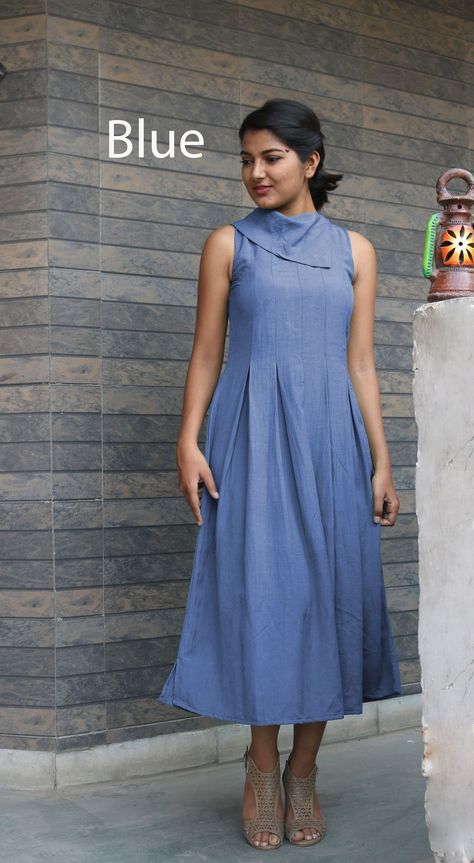 d25414405eb37dae1c14b18d6a2cac34desc47191281ri Frock Models, Churidar Neck, Green Linen Dress, Stylish Kurtis, Sukienki Plus Size, Frock Fashion, Frock For Women, Maxi Dress For Women, Blue Maxi Dress