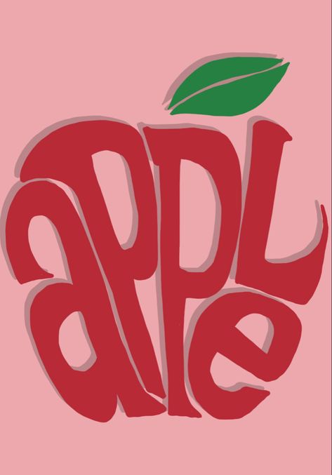 Fruit Typography Design, Food Graffiti Art, Apple Typography, Fruit Typography, Preppy Artwork, Orange Typography, Apple Font, Avatar Tattoo, Graphic Design Infographic