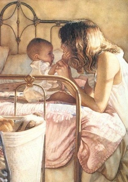 Steve Hanks, Mother Art, Watercolor Artists, Arte Fantasy, Baby Art, Mother And Baby, Mother And Child, A Mother, Beautiful Paintings