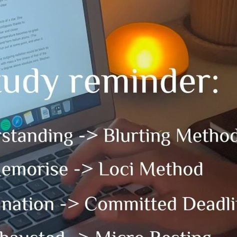 Study Tips on Instagram: "Explanations👇🏼 - Understanding -> Blurting method: A technique for quickly writing down everything you know about a topic without stopping, then organizing the information later. Memorise -> Loci Method: A mnemonic strategy that involves associating items with specific locations in a familiar environment to aid in memory recall. Procrastination -> Committed Deadlines: Setting specific deadlines for tasks and holding oneself accountable to those deadlines as a way to o Loci Method, Blurting Method, Memory Words, Study Methods, Study Tips, How To Memorize Things, Writing, On Instagram, Instagram