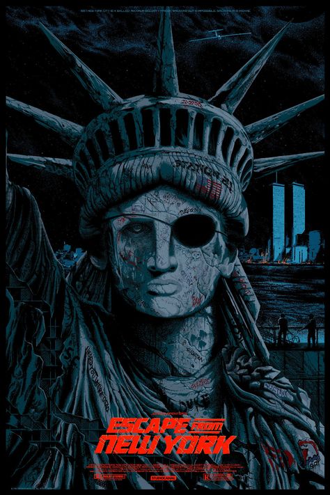 Escape From New York - Kilian Eng ---- Kilian Eng, Post Apocalyptic Movies, Snake Plissken, New York Movie, Escape From New York, Graphic Minimalist, By Kilian, New York Poster, John Carpenter