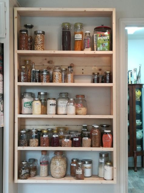 Mason Jar Shelves, Mason Bookshelf, Shelf For Canning Jars, Mason Jar Herb Storage, Mason Jar Spice Shelf, Mason Jar Baking, Mason Jar Shelf, Madon Jar Storage, Mason Jar Herbs