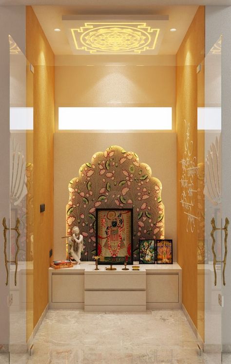 #poop #decor #bathroomremodel #bathrooms #house #water #bathroominspiration #clean #taps #bathroomselfie #homedesign #bathroominspo #hygiene #toilettes #badkamer Shreenathji Mandir Design, Shrinathji Mandir Design, Pichwai Temple Design, Pichwai Mandir Design, Krishna Mandir At Home, Pooja Room Painting Ideas, Small Mandir Design Indian, Temple Room Interiors, Luxury Mandir Design