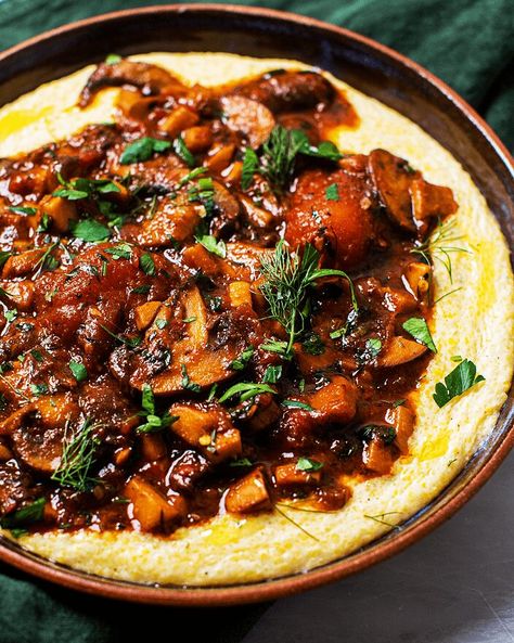 Recipes For Brunch, Mushroom Ragu, Ragu Recipe, Tried And True Recipes, Polenta Recipes, Recipes Simple, Recipe Blog, Vegetarian Recipes Dinner, Vegetarian Dinner