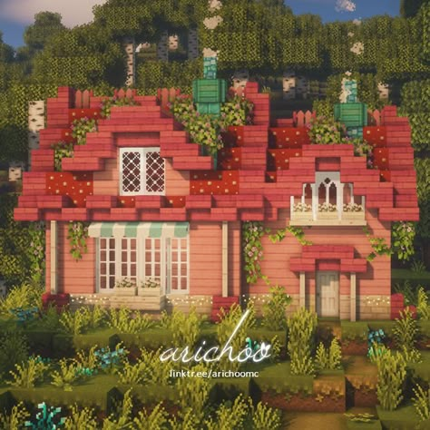 If you want me to build you a pretty cottage click on the picture! 💕 #cottagecoreminecraft #cottagecore #cottage #minecraftcottage #minecraftaesthetic #aesthetic #aestheticminecraftc #minecraft #mizunos16craft #strawberry Minecraft Houses Strawberry, Strawberry Shortcake House Minecraft, Strawberry Cottage Minecraft, Minecraft Strawberry Build, Cute Minecraft Builds Cottagecore, Strawberry Shortcake Minecraft, Strawberry House Minecraft, Cherry Blossom Cottage Minecraft, Cottage Core House Minecraft